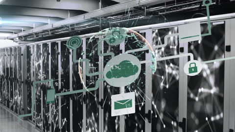 Digital Network Connections in Data Center Server Room