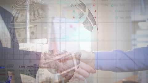 Business Handshake with Financial Technology Overlay