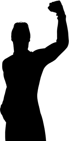 Silhouette of Sportsman Victory Pose on Transparent Background