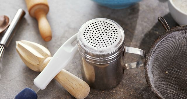 Baking Tools on Kitchen Counter, Flour Sifter and Utensils - Download Free Stock Images Pikwizard.com