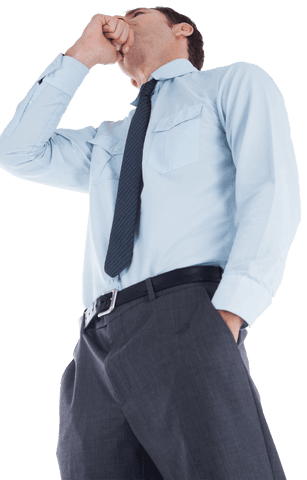 Transparent Background of Thoughtful Businessman with Hand on Chin