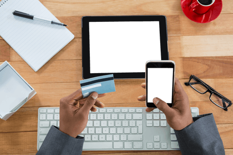 Transparent Display of Online Shopping with Mobile and Credit Card - Download Free Stock Videos Pikwizard.com