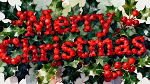 Merry Christmas Holly Berries Animation Zooming Drifting Watercolor Parallax Card