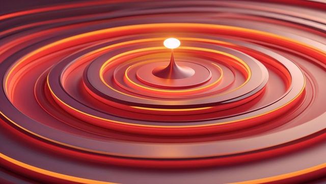 Futuristic Abstract Design with Glowing Conical Peak