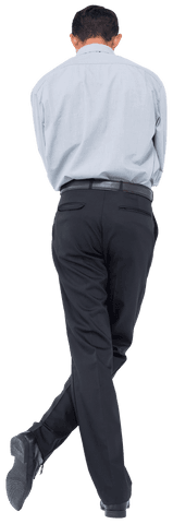 Back View of Businessman Standing Against Transparent Background