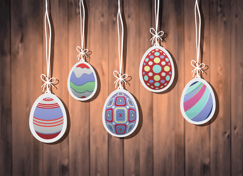 easter eggs hanging from strings on wooden wall in transparent design - Download Free Stock Videos Pikwizard.com