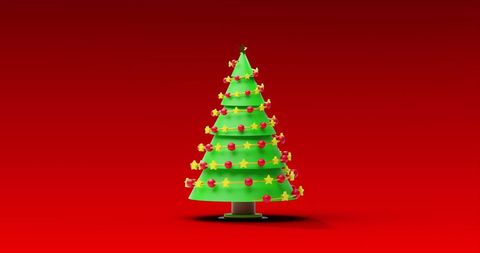 Festive 3D Christmas Tree on Red Background - Download Free Stock Images Pikwizard.com