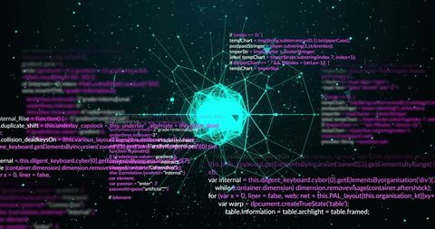 Futuristic data processing with digital globe and interface elements