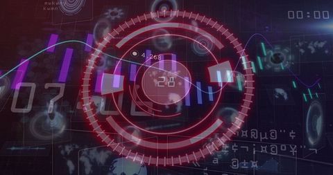 Futuristic technology interface with data graphs