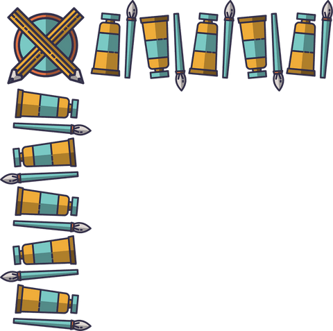 art supplies arranged in decorative border on transparent background - Download Free Stock Videos Pikwizard.com