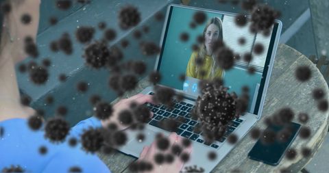 Businesswoman Virtual Meeting Amid COVID-19 Pandemic Imagery