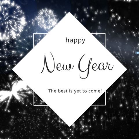 Festive New Year Greeting with Fireworks and Optimistic Message - Download Free Stock Templates Pikwizard.com