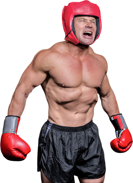 Aggressive Boxer with Gloves and Headgear on Transparent Background - Download Free Stock Videos Pikwizard.com