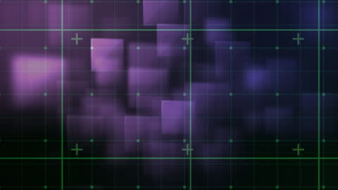 Futuristic Data Processing Animation Over Digital Grid