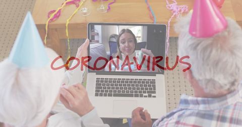 Senior Couple Celebrating Virtually During Pandemic