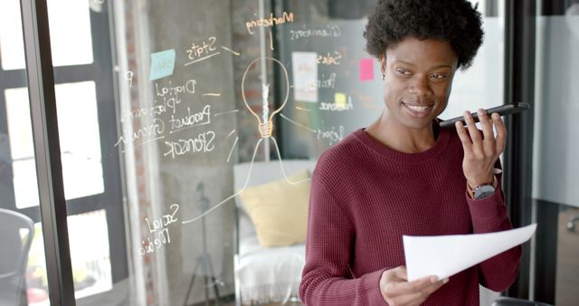 Young African American Woman in Office Brainstorming Ideas - Download Free Stock Images Pikwizard.com