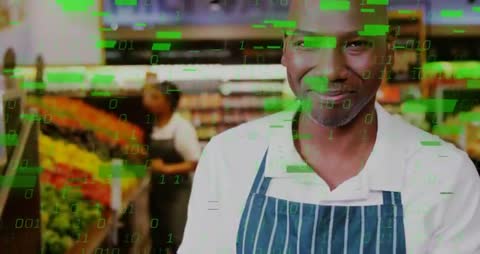 Supermarket Employee Monitors Freshness with Digital Analytics