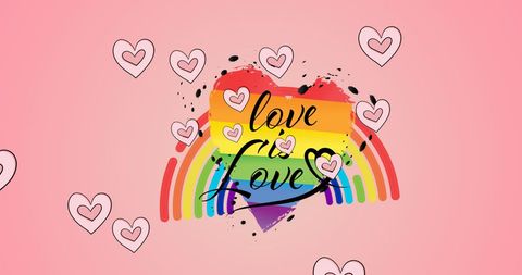 Pride Month Celebration with Rainbow Hearts and Affirmation - Download Free Stock Images Pikwizard.com