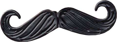 Classic black mustache stencil on transparent background