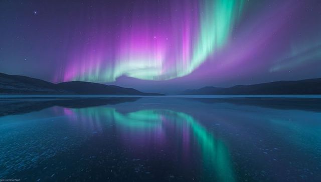 Enchanting Aurora Borealis Reflections on Arctic Lake