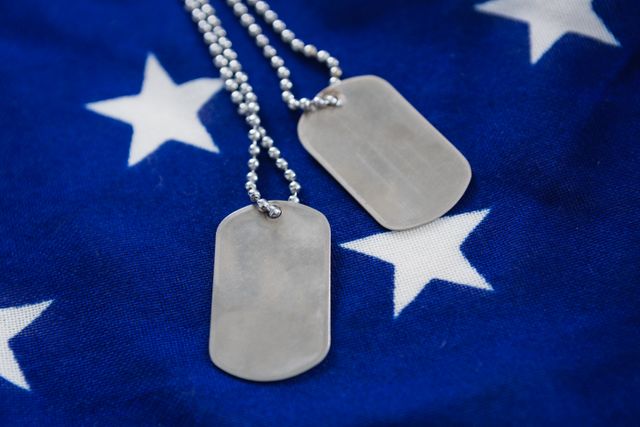 Close-up of Dog Tags on American Flag - Download Free Stock Photos Pikwizard.com