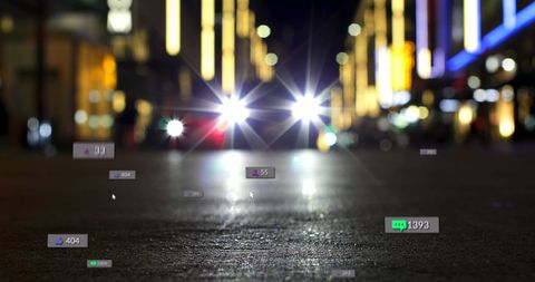 Digital Interface Concept with Social media Icons and Traffic Blur