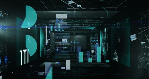 Futuristic Digital Data and Graphs in Dark Cyber Environment - Download Free Stock Images Pikwizard.com