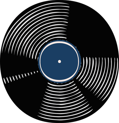 Vintage vinyl record disc on transparent background