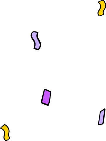 Colorful confetti ribbons on transparent background