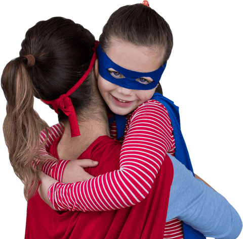 mother and daughter embracing in superhero costumes transparent - Download Free Stock Videos Pikwizard.com