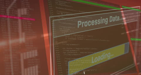 Global Data Processing Animation with Code Overlay