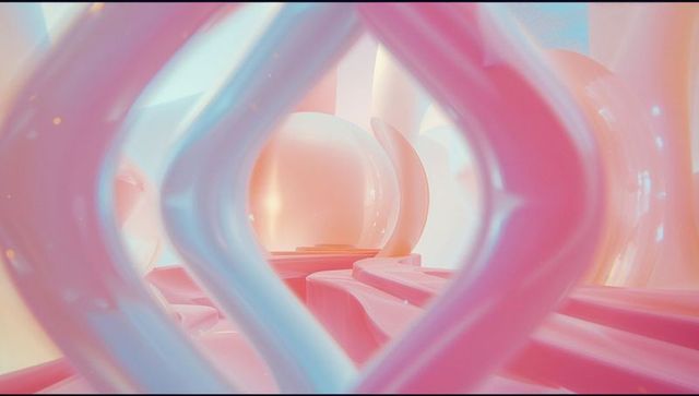 Futuristic Abstract Tubular Arches and Glossy Sphere Interior Scene