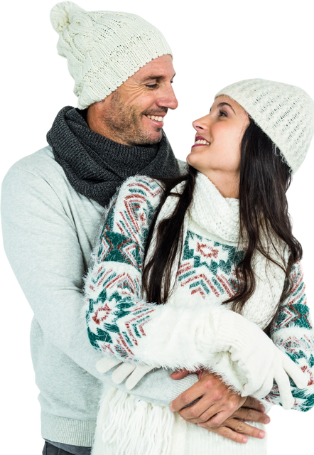 Smiling Couple Embracing with Warm Winter Clothing Transparent - Download Free Stock Videos Pikwizard.com