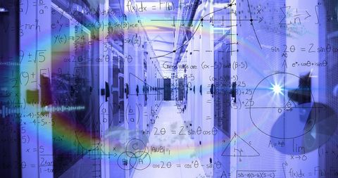 complex mathematical overlay on modern data center - Download Free Stock Images Pikwizard.com