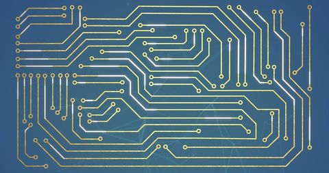 AI Data Processing Over Circuit Board Illustration