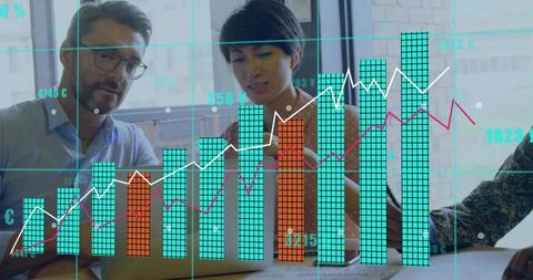Professionals Analyzing Financial Graphs in Modern Office