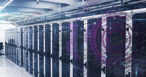 Modern Data Center with Digital Interface Overlay for Advanced Technology - Download Free Stock Images Pikwizard.com