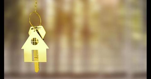 Golden House Keychain with Keys on Blurred Background - Download Free Stock Images Pikwizard.com