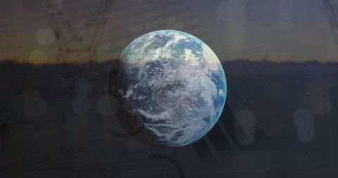 Global Data Processing Overlay with Earth and Pylons Background - Download Free Stock Images Pikwizard.com