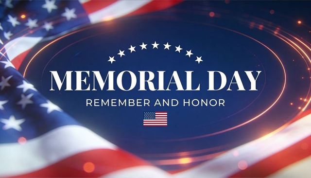 Memorial day remembering and honoring fallen heroes with american flag emblem navy blue