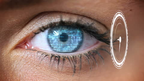 Digital Eye with Data Imprint and Futuristic Interface