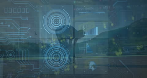 Runner with Prosthetic Blade Overlaid with Digital Analytics