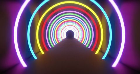 Vibrant Neon Light Tunnel with Futuristic Illumination - Download Free Stock Images Pikwizard.com