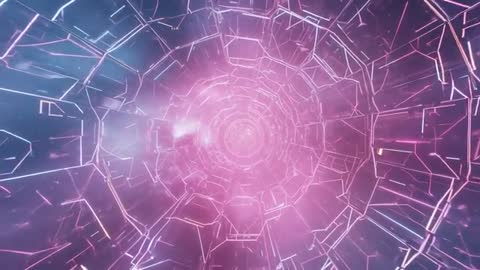 Futuristic Neon Tunnel with Pulsing Light Flares