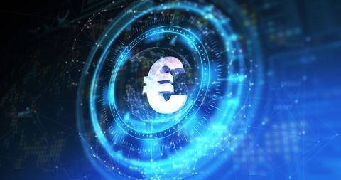 Digital Euro Symbol in Blue Technology Network - Download Free Stock Images Pikwizard.com