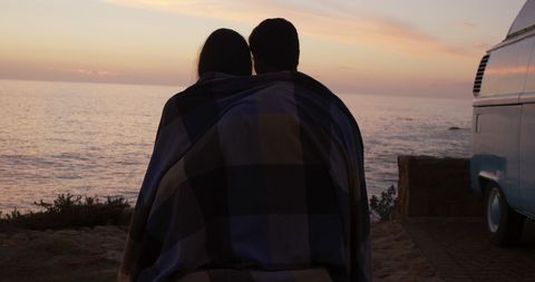Romantic Evening on Beach Seafront at Sunset