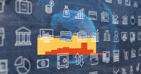 Global Financial Data Concept with Dollar Bill Animation
