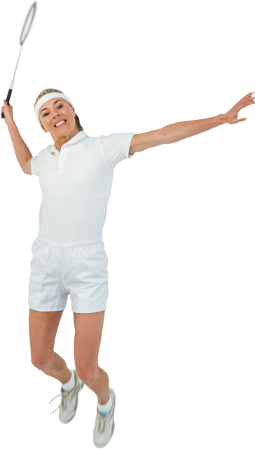 Energetic Older Woman Playing Badminton with Transparent Background - Download Free Stock Videos Pikwizard.com