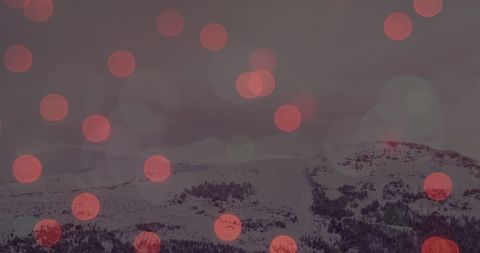 Glowing Red Fairy Lights on Winter Mountain Landscape - Download Free Stock Images Pikwizard.com
