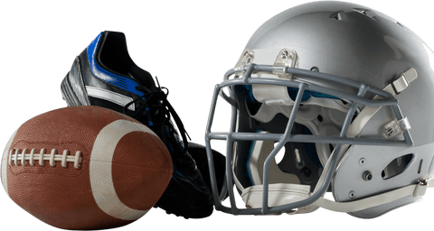 Close-up american football helmet shoes ball transparent sports concept